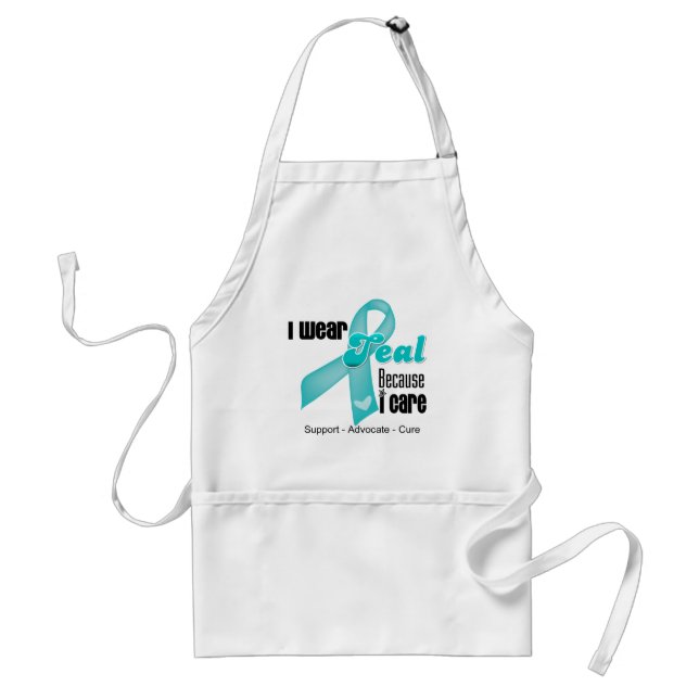 Jag Bära Teal Ribbon för jag bryr mig Förkläde (Framsidan)