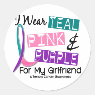 Jag Bära Thyroid Cancer Ribbon till min flickvän 3 Runt Klistermärke
