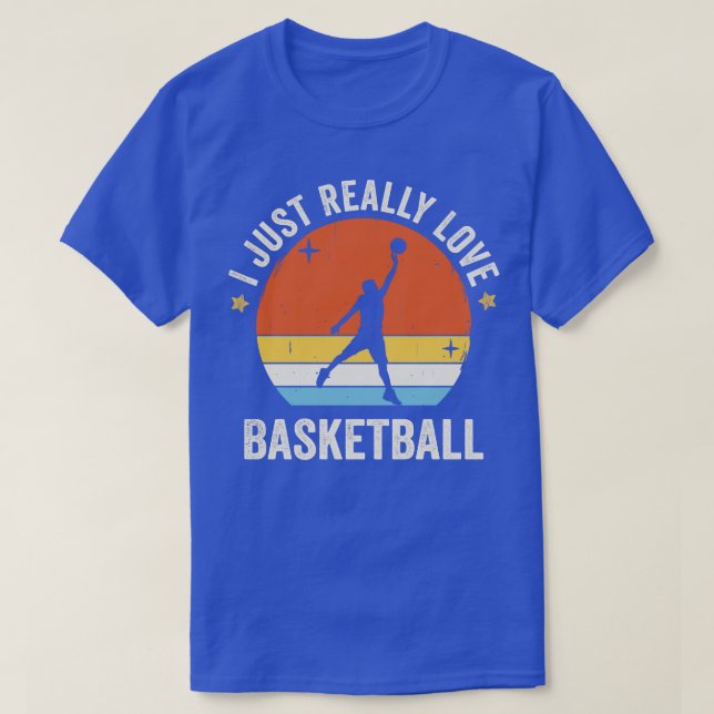 Jag bara Verkligen Basketball 0s Retro Vint T Shirt (Design framsida)