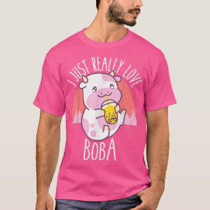 Jag bara Verkligen Boba japansk Kawaii Anime Cow T Shirt