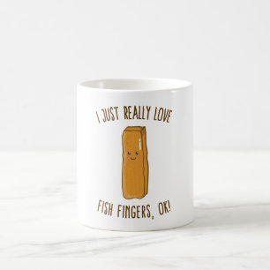 Jag bara Verkligen Fish Finger, okej? Cute Kawaii Kaffemugg