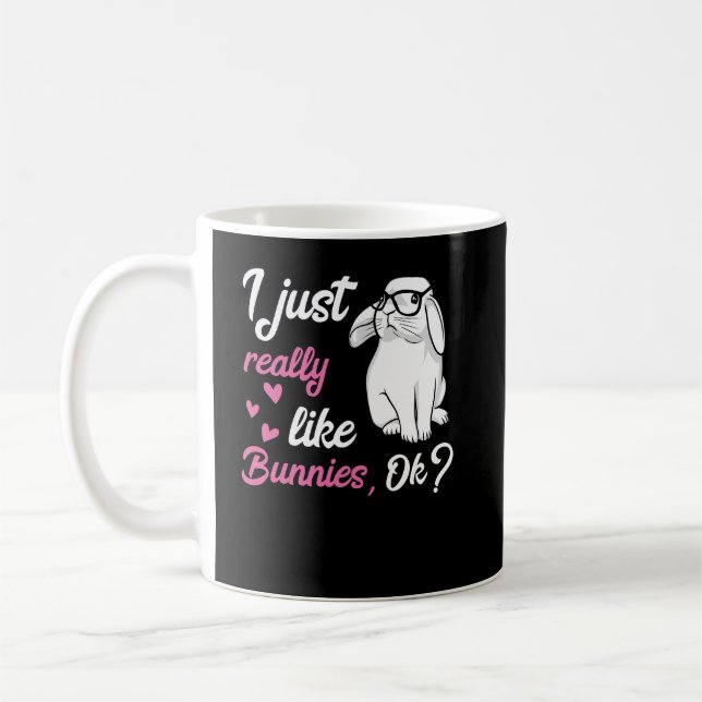 Jag bara Verkligen gillar Bunnies Cute Rabbit Kaffemugg (Vänster)