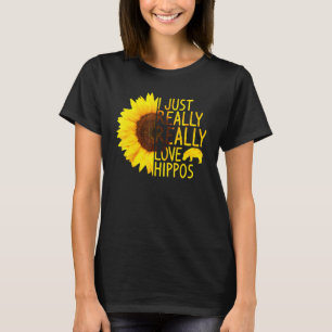 Jag bara Verkligen Hippos Women Manar Herd Solros T Shirt