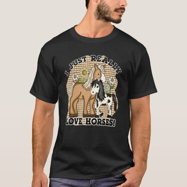 Jag bara Verkligen Horses Cute  Fa T Shirt (Framsida)