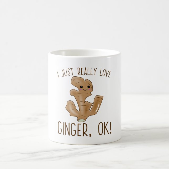 Jag bara Verkligen Kärlek Ginger ok! Kawaii Ginger Kaffemugg (Center)