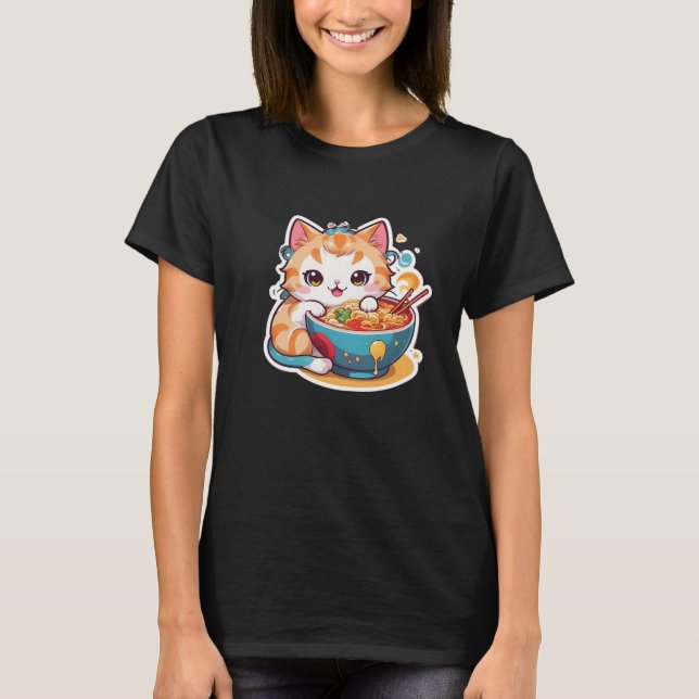 Jag bara Verkligen Kärlek Ramen Kitten Tshirt T Shirt (Framsida)