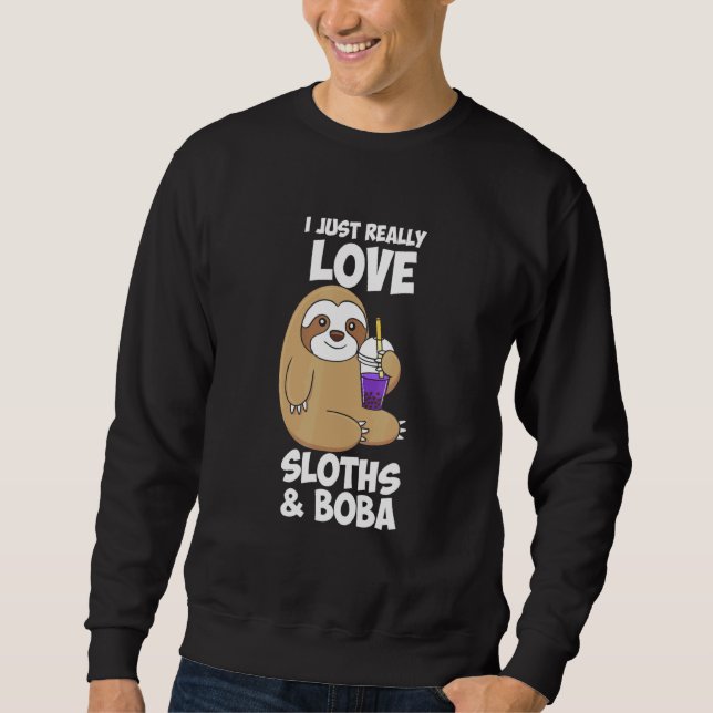 Jag bara Verkligen Kärlek Sloths Boba Lång Ärmad Tröja (Framsida)