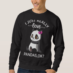 Jag bara Verkligen Pandas Ok Cute Panda Girl Lång Ärmad Tröja