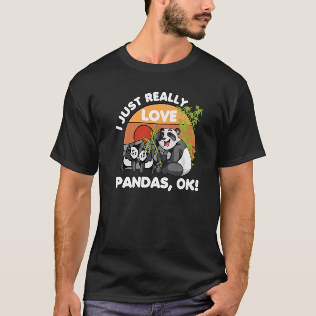 Jag bara Verkligen Pandas OK Djurbjörn Retro T Shirt (Framsida)