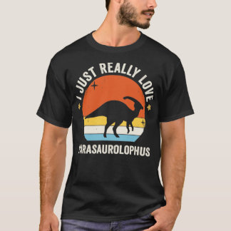 Jag bara Verkligen Parasaurolophus 80s Retro Vinta T Shirt