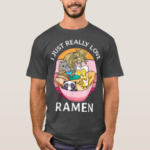 Jag bara Verkligen Ramen Cat Hund Panda Kawaii Sol T Shirt