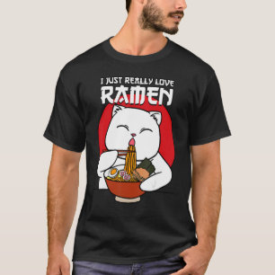Jag bara Verkligen Ramen Cat Japansk Kattunge Nood T Shirt