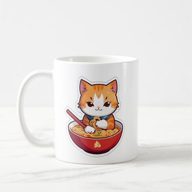 Jag bara Verkligen Ramen Cat Kaffemugg (Vänster)