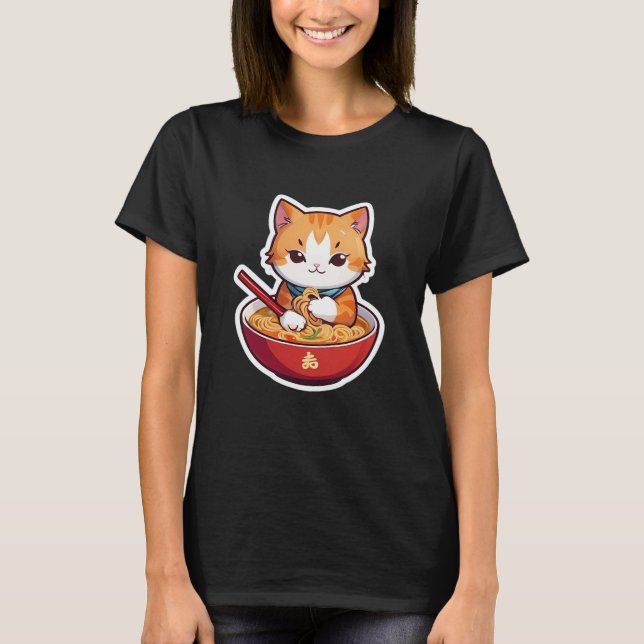 Jag bara Verkligen Ramen Cat T Shirt (Framsida)