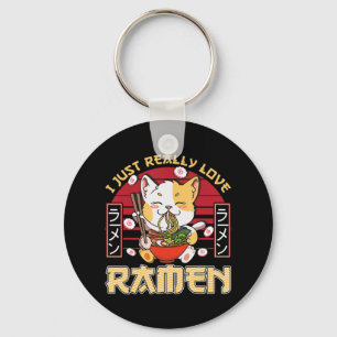 Jag bara Verkligen Ramen Kawaii Anime Cat Ramen Gi Nyckelring