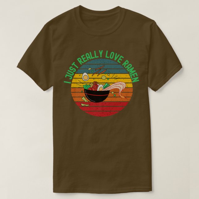 Jag bara Verkligen Ramen Noodles Bowl Retro Sunset T Shirt (Design framsida)