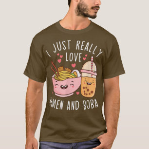 Jag bara Verkligen Ramen och Boba Bubble Tea Anime T Shirt
