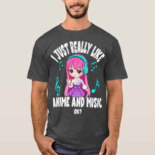 Jag bara Verkligen som Anime och Music Girl Chibi T Shirt