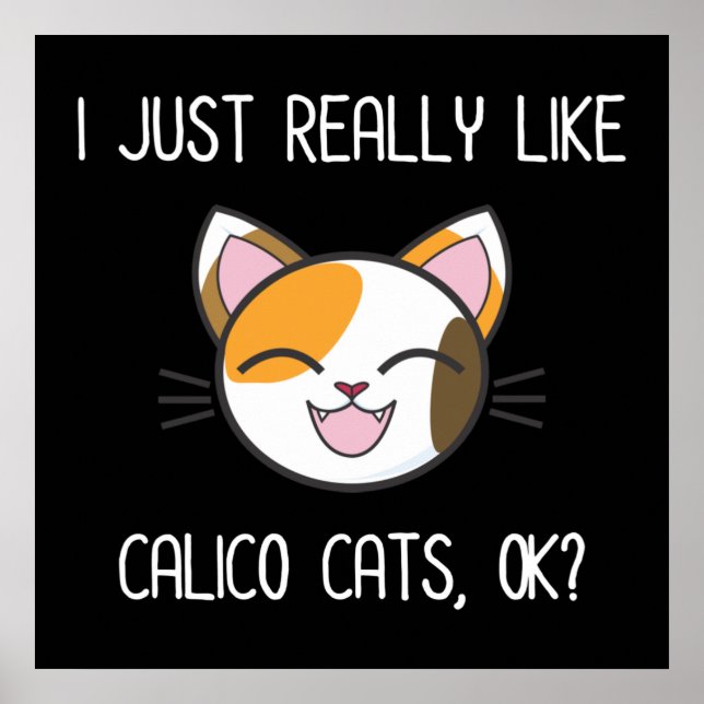 Jag bara Verkligen som Calico Cats okej? Cute Cali Poster (Framsidan)