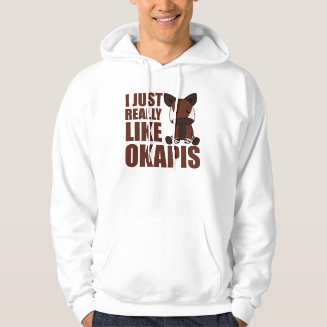 Jag bara Verkligen som Okapi's Cute Okapi Hoodie (Framsida)