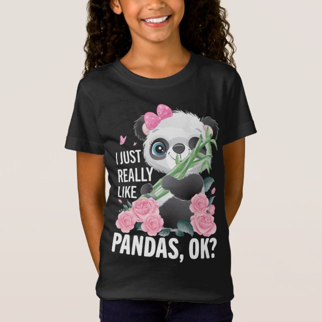 Jag bara verkligen som panda, söt pandadesign t shirt (Framsida)