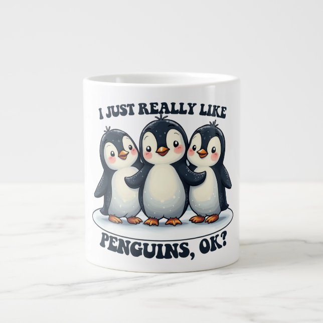 Jag bara Verkligen som Penguins? Jumbo Mugg (Framsidan)