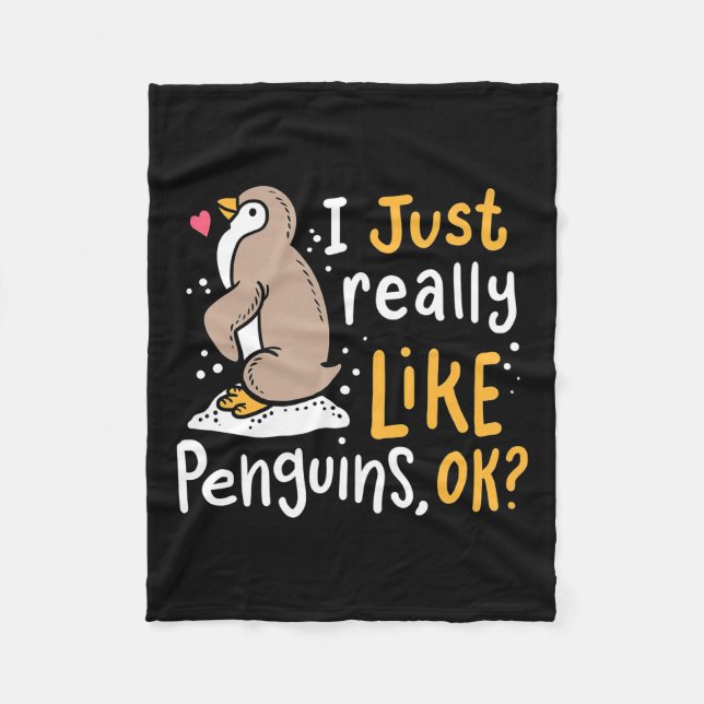 Jag bara Verkligen som Penguins ok Fleecefilt (Framsidan)