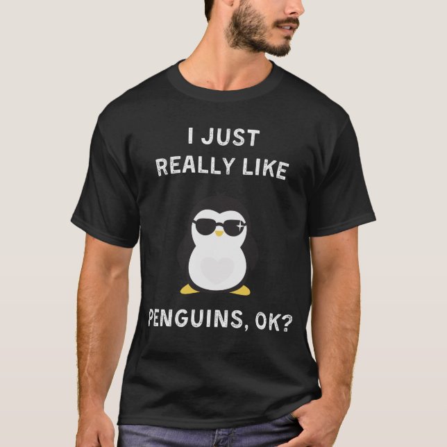 Jag bara Verkligen som Penguins. T Shirt (Framsida)
