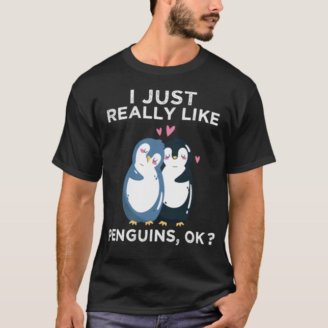 Jag bara Verkligen som Penguins. T Shirt (Framsida)