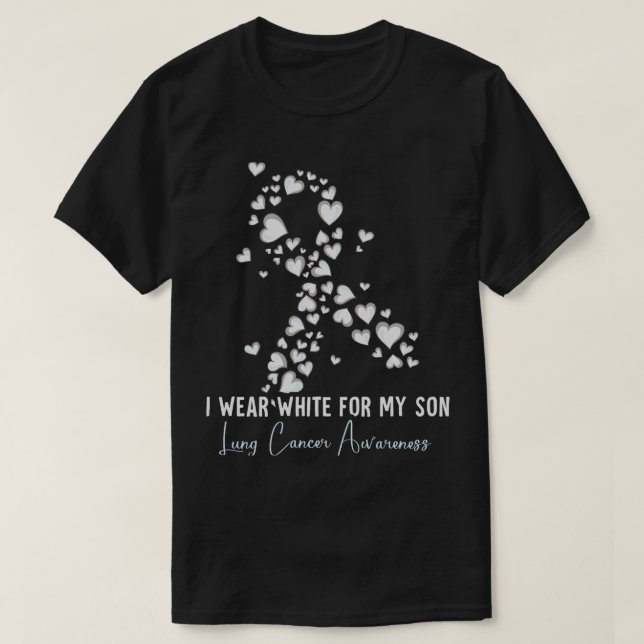 Jag Bära White för min son Lung Cancer Awareness T Shirt (Design framsida)