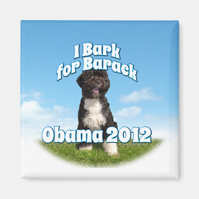 Jag Bark for Barack, Bo First Hund Obama Magnet (Framsidan)