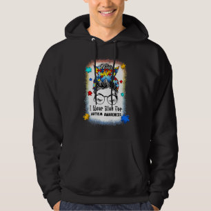 Jag Bäror blå för autismmedvetande, Messy Bun Girl Hoodie