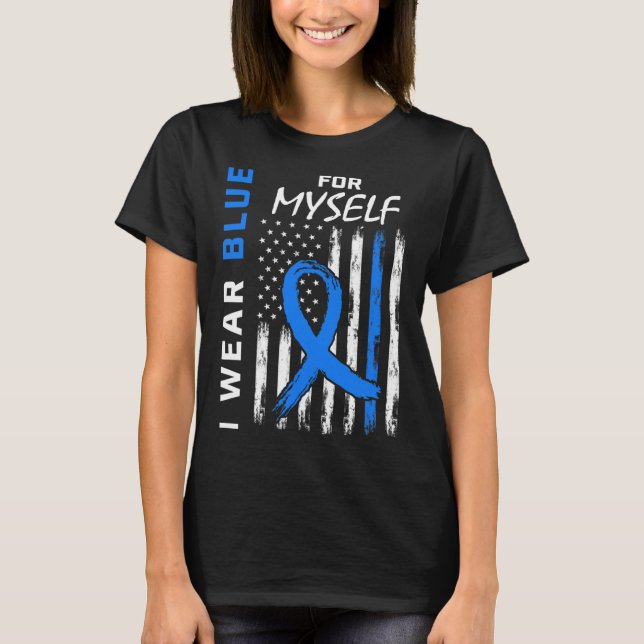 Jag Bäror blå för min diabetesmedvetenhet Ameri T Shirt (Framsida)