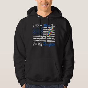 Jag Bäror blå för min dotter Autism Awareness Måna Hoodie
