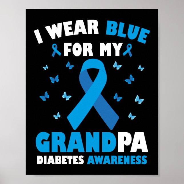 Jag Bäror blå för min morfar-diabetesmedvetenhet Poster (Framsidan)