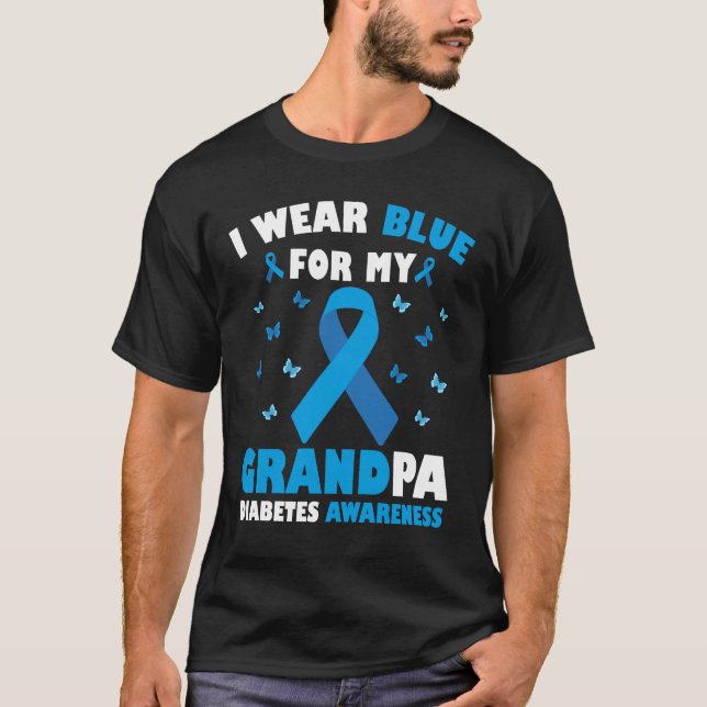 Jag Bäror blå för min morfar-diabetesmedvetenhet T Shirt (Framsida)
