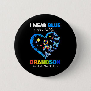Jag Bäror blå för min morson Autism Awareness Hear Knapp