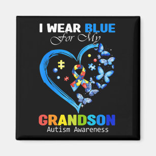 Jag Bäror blå för min morson Autism Awareness Hear Magnet