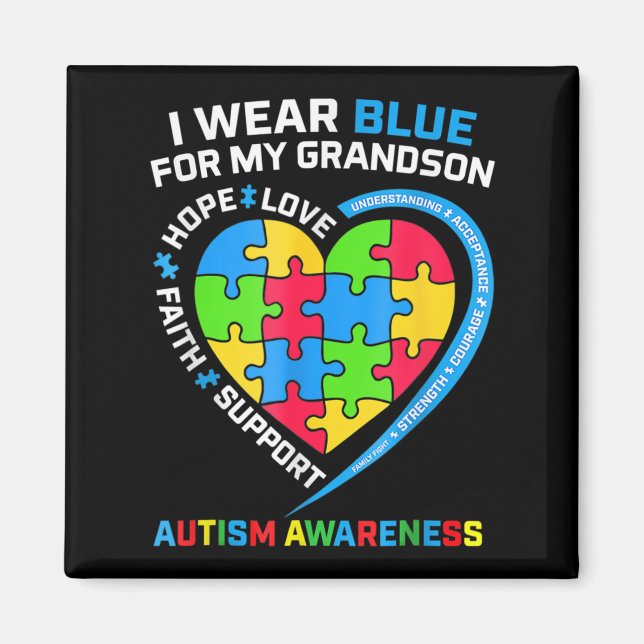 Jag Bäror blå för min morson Autism-medvetenhet Magnet (Framsidan)