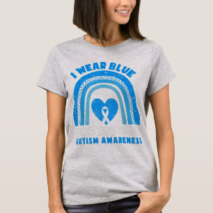 Jag Bäror blå för min son-autism-medvetandegörande T Shirt