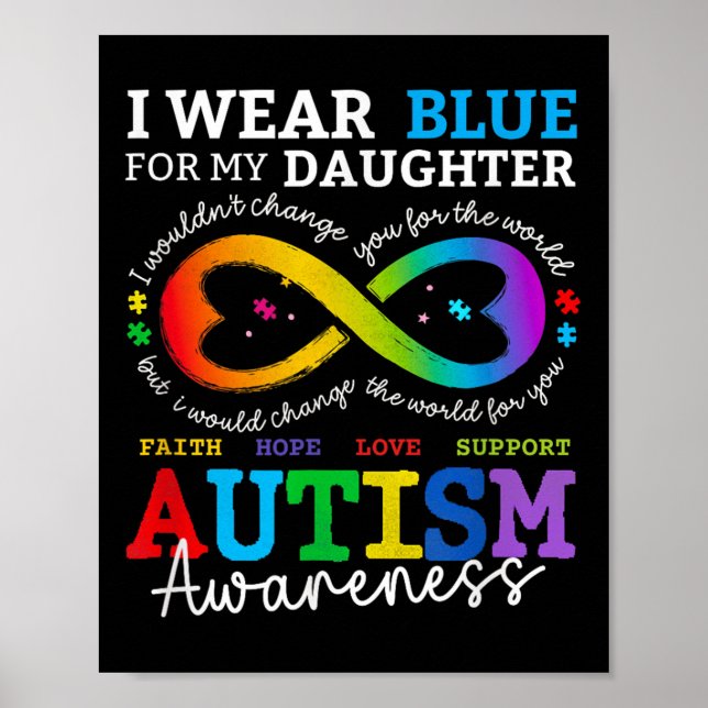 Jag Bäror blåsor för min dotter Autism Awareness M Poster (Framsidan)
