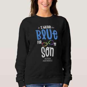 Jag Bäror blått för min son Mamma Autism Awareness T Shirt