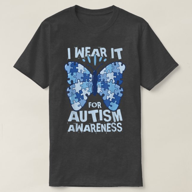 Jag bäror det för autismmedvetenhet t shirt (Design framsida)