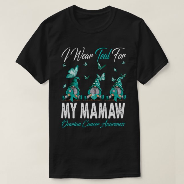 Jag Bäror för min MAMAW Ovarians cancermedvetenhet T Shirt (Design framsida)