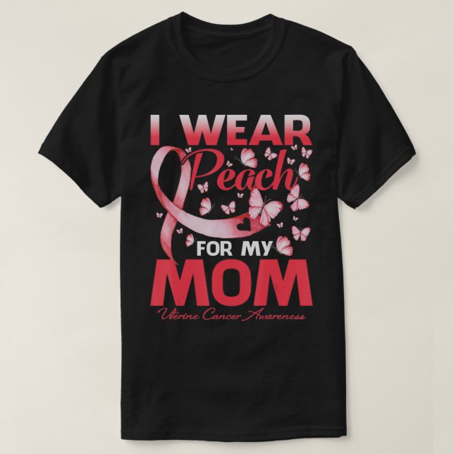 Jag Bäror för min medvetenhet om cancer i Uterine  T Shirt (Design framsida)