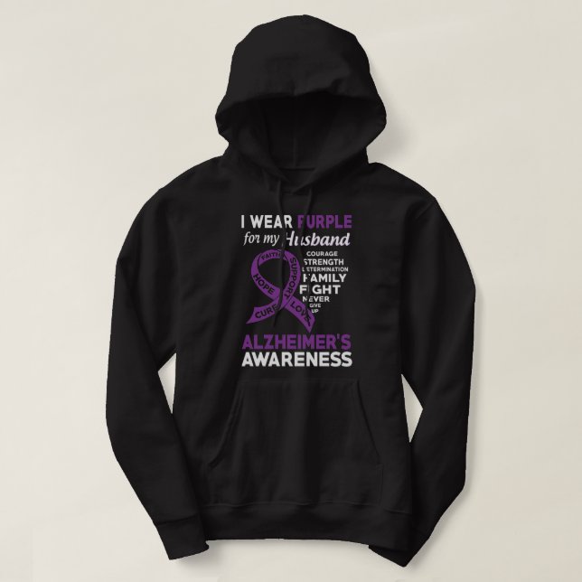 Jag Bäror Lila för min Make-Alzheimers medvetenhet Hoodie (Design framsida)