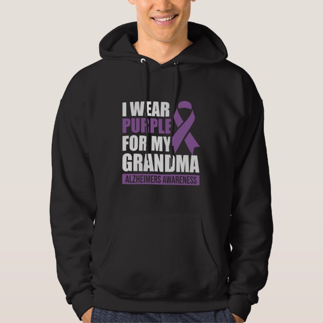 Jag Bäror Lila för min mormor Alzheimers medvetenh Hoodie (Framsida)
