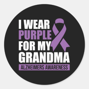 Jag Bäror Lila för min mormor Alzheimers medvetenh Runt Klistermärke