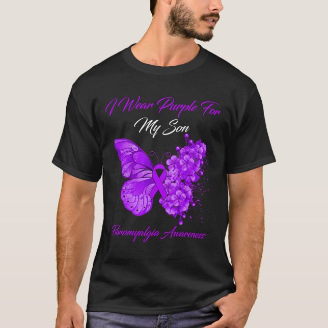 Jag Bäror Lila för min son Fibromyalgia-medvetenhe T Shirt (Framsida)