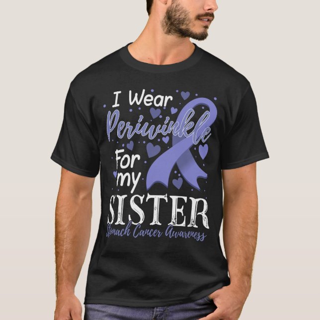 Jag Bäror Periwinkle för min syster Stomach Cancer T Shirt (Framsida)